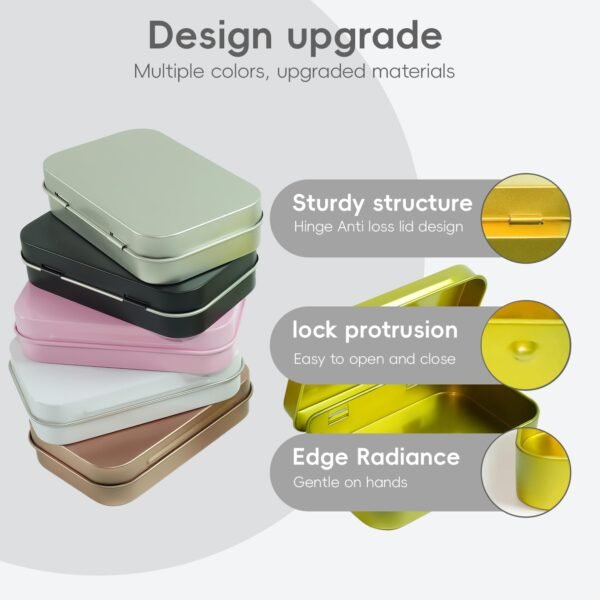 LJY 20-Piece Metal Hinge Tin Box Containers - For Gift Wrapping. Dental Floss Stick - Toothpick Holder and a Sliding-Cover Dental Floss Pick Storage Box (White, 20 Pcs 3.7"x2.4"x0.9")