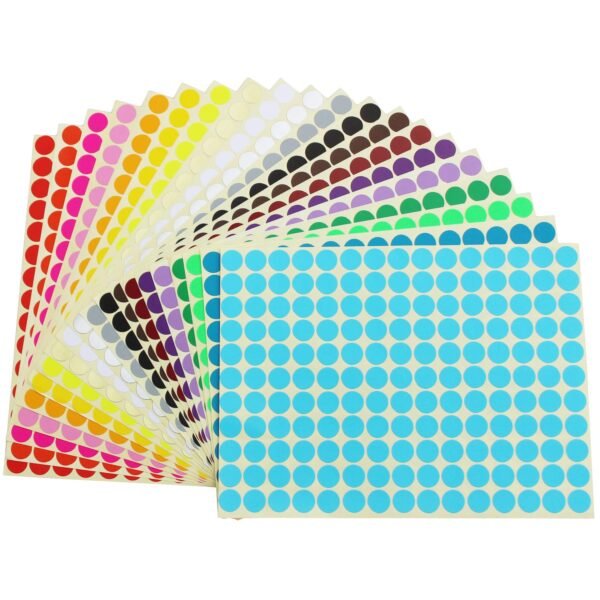 16500 Count 3/8 inch Diameter Round Dot Stickers Color Coding Labels, 20 Colors, 100 Sheets