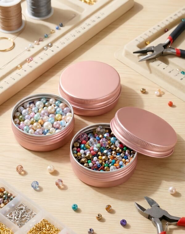 LJY 28 Pack Rose Gold 1 oz Aluminum Tins with Lids - Elegant Empty Cosmetic Jars for DIY Lip Balm, Wax Melts, Wedding Favors, Creams & Luxury Gift Packaging,Refillable Does Not Rust