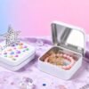 LJY 12 Pack Love Heart Image Pattern Empty Square Metal Storage Organizer Tins Mini Gift Boxes with Hinged Lids, 2.76 x 2.76 x 0.79 inch