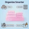 LJY 24-Piece Multi-Size Plastic Storage Containers with Lids, Small Craft Organizers for Beads, Diamond Art,Small Parts,Jewelry and Hardware, Stackable Hinged Box Set (Pink)