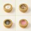 LJY 24-Pack 0.5oz Aluminum Tins with Screw Lids in Clear Storage Case, 15ml Round Empty Metal Containers for Lip Balm,Salves,Spices,Crafts, Small Cosmetic Sample Jars,Mini Candle Tins (Gold Clear Lid)