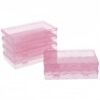 LJY 6 Pieces Rectangular Empty Mini Plastic Organizer Storage Box Containers with Hinged Lids (7.1 x 4.3 x 1.2 inch, Pink)