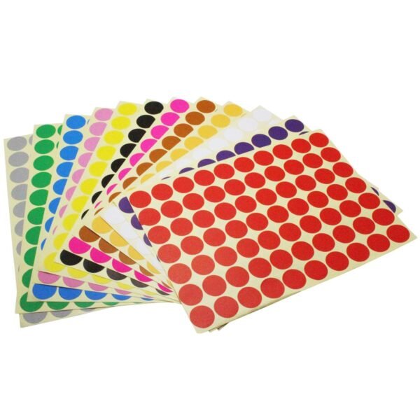 LJY 19mm Round Dot Stickers Color Coding Labels, 12 Different Assorted Colors Dot Labels, 12 Sheets, 2520 Dots in Total