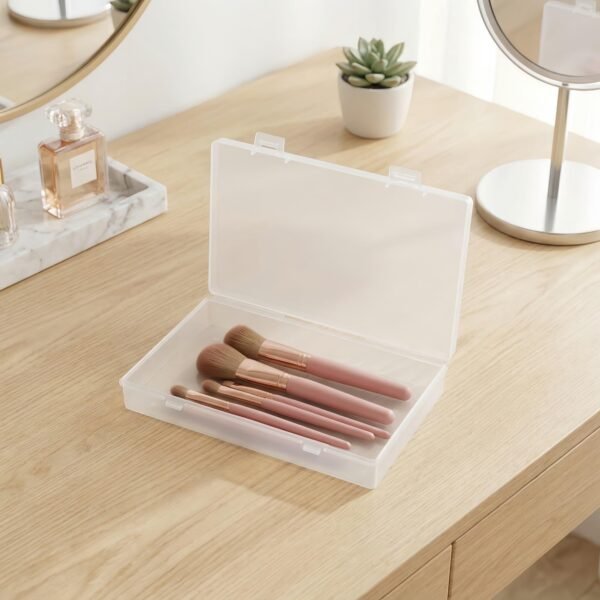 LJY 6 Pieces Rectangular Empty Mini Clear Plastic Organizer Storage Box Containers with Hinged Lids (7.1 x 4.3 x 1.2 inch, Transparent)
