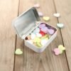 LJY 20-Piece Metal Hinge Tin Box Containers - For Gift Wrapping. Dental Floss Stick - Toothpick Holder and a Sliding-Cover Dental Floss Pick Storage Box (White, 20 Pcs 3.7"x2.4"x0.9")