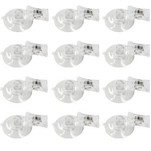 LJY 12 Pieces 45mm Suction Cup Clip Advertising Pop Display Business Cards Holder Stand Clear Clamps for Fridge Shower Aquarium
