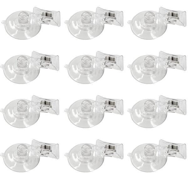 LJY 12 Pieces 45mm Suction Cup Clip Advertising Pop Display Business Cards Holder Stand Clear Clamps for Fridge Shower Aquarium