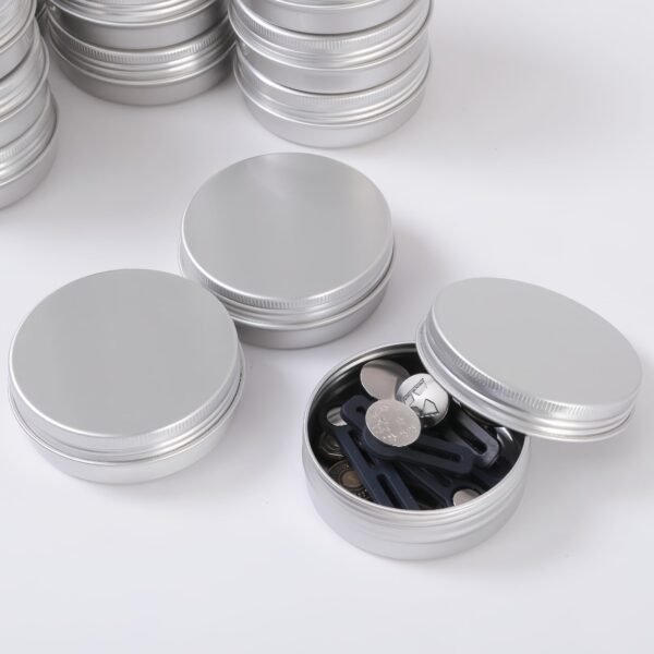 LJY 24 Pieces Round Aluminum Cans Screw Lid Metal Tins Jars Empty Slip Slide Containers (2 oz)