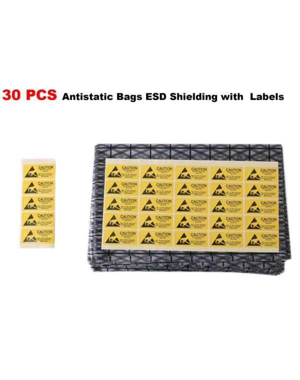 LJY 30 Pcs Black Mesh Anti Static Bags 15.8x11.8 Inch,with Antistatic Sticker,Open Top ESD Shielding Bags for Motherboards,PCB, Circuit Boards,Graphics Cards & Electronic Components