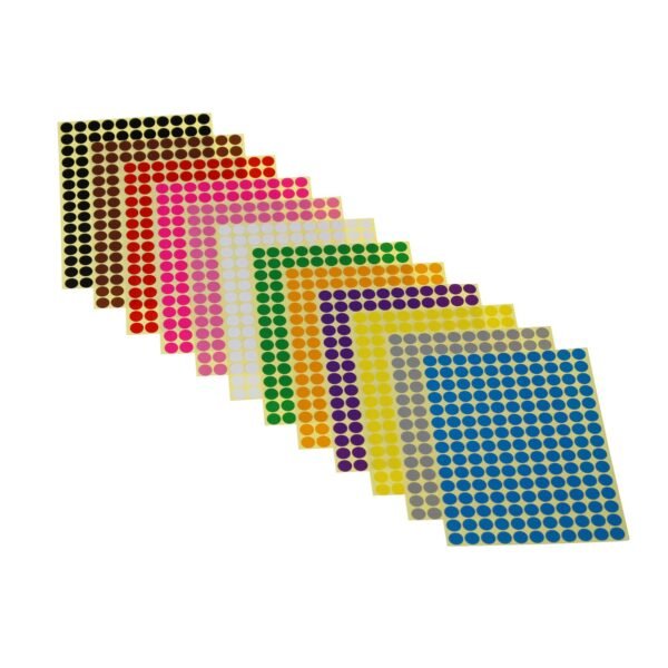 LJY 10mm Round Dot Stickers Color Coding Labels, 12 Different Assorted Colors Dot Labels, 12 Sheets (12 Color/1980 Pcs, 0.4"/10mm)