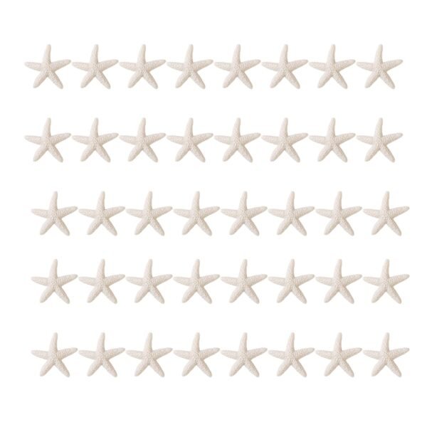 LJY 40 Pieces 1.2 Inches Beige Resin Pencil Finger Starfish for Wedding Home Decor and Craft Project