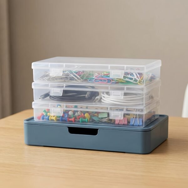 LJY 6 Pieces Rectangular Empty Mini Clear Plastic Organizer Storage Box Containers with Hinged Lids (7.1 x 4.3 x 1.2 inch, Transparent)