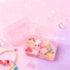 LJY 28 Pieces Rectangular Empty Mini Clear Plastic Organizer Storage Box Containers with Hinged Lids (3.3 x 2.2 x 1 inch, Pink)