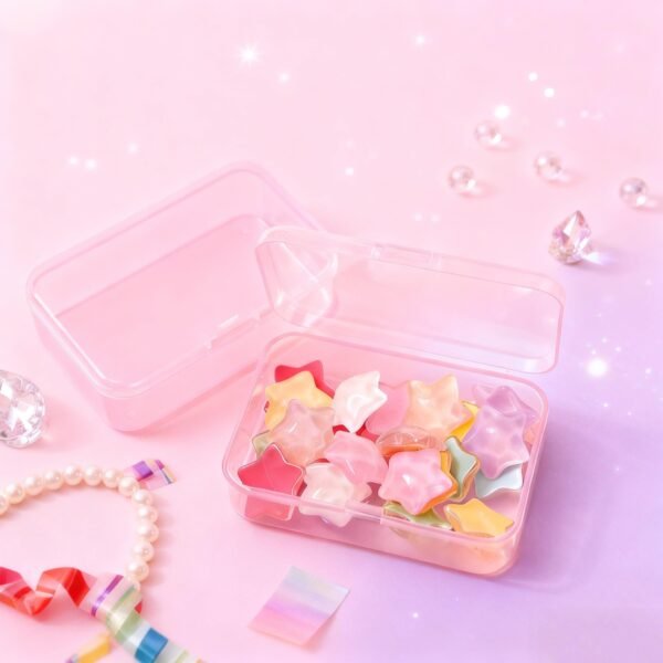 LJY 28 Pieces Rectangular Empty Mini Clear Plastic Organizer Storage Box Containers with Hinged Lids (3.3 x 2.2 x 1 inch, Pink)