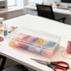 LJY 12 Pieces Rectangular Empty Mini Clear Plastic Organizer Storage Box Containers with Hinged Lids (6.1 x 3.3 x 1.2 inch, Transparent)