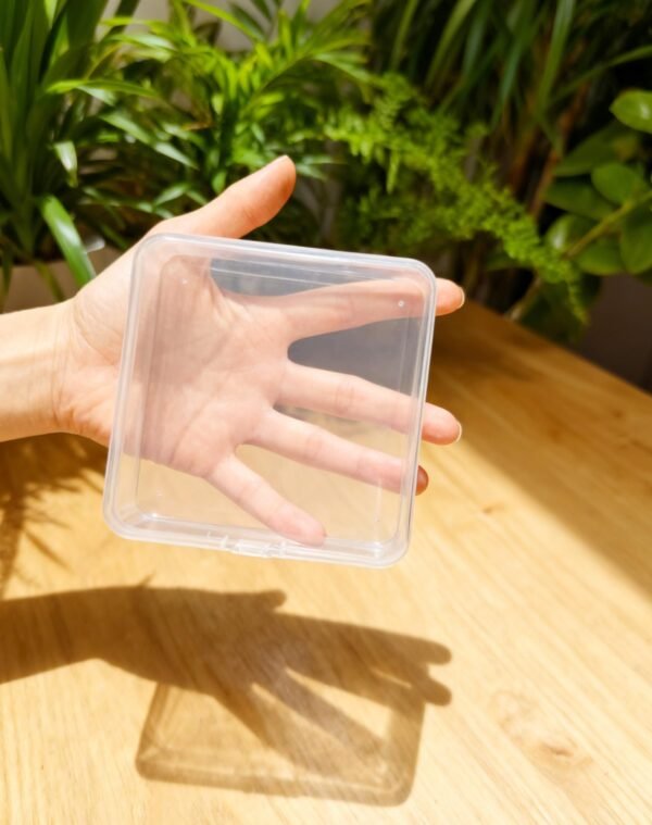 LJY 8-Pack Square Plastic Storage Boxes, 4.9x4.9x1.4in Clear Organizer Containers with Secure Lids,Stackable Small Parts Organizer for Jewelry,Beads,Hardware,Crafts & Office Supplies Plastic Case