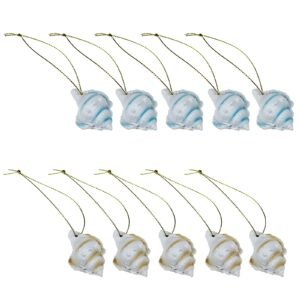 LJY 10 Pieces Resin Pencil Finger Conch with Rope for Christmas Tree Hanging Ornaments Beach Theme Wedding Home Decor DIY Craft Project (Mixed Colors)
