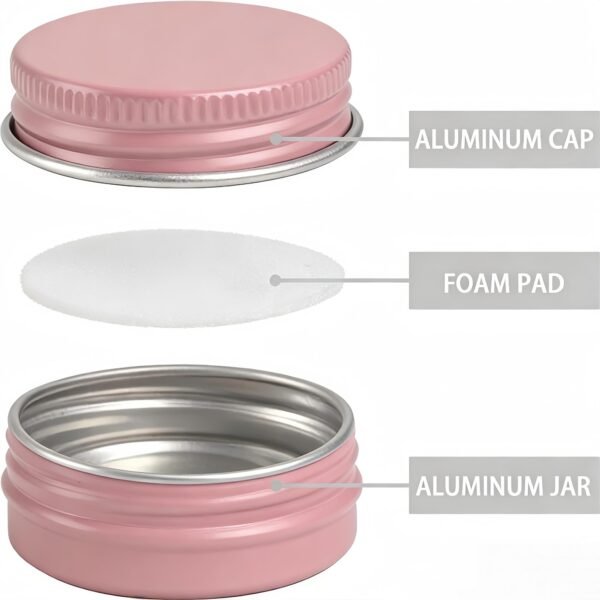 LJY Pink Aluminum Tins with Screw Lids, 1 oz Small Metal Containers, 28 Pack Refillable Tin for Cosmetics, Personal Care, Organization, DIY Storage 30 ml