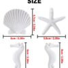 LJY 30 Pieces White Resin Pencil Finger Starfish Seahorse & Seashells Set with Drilled Holes for Wedding Home Decor and Craft Project
