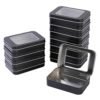 LJY 12 Pack Empty Rectangular Metal Storage Organizer Tins with Clear Window Hinged Lids for Gifts & Treasures (Black)