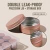 LJY 24-Pack 0.5oz Aluminum Tins with Screw Lids in Clear Storage Case, 15ml Round Empty Metal Containers for Lip Balm,Salves,Spices,Crafts, Small Cosmetic Sample Jars,Mini Candle Tins (Rose Gold)