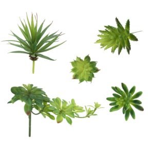LJY 5-Pack Artificial Succulent Plants - Realistic Fake Greenery for Home Decor, Wedding Centerpieces & Terrarium Displays (Green, Mixed Sizes)