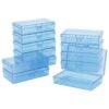 LJY 12 Pieces Rectangular Empty Mini Clear Plastic Organizer Storage Box Containers with Hinged Lids (5.3 x 3.1 x 1.2 inch, Blue)