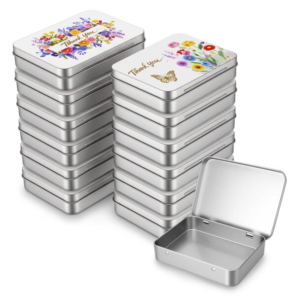LJY 12 Pack Love Heart Image Pattern Empty Square Metal Storage Organizer Tins Mini Gift Boxes with Hinged Lids, 2.76 x 2.76 x 0.79 inch