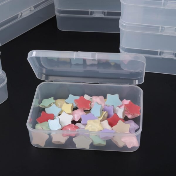 LJY 24 Pieces Rectangular Empty Mini Clear Plastic Organizer Storage Box Containers with Hinged Lids (Transparent, 4.9 x 3.3 x 1.4 inch)