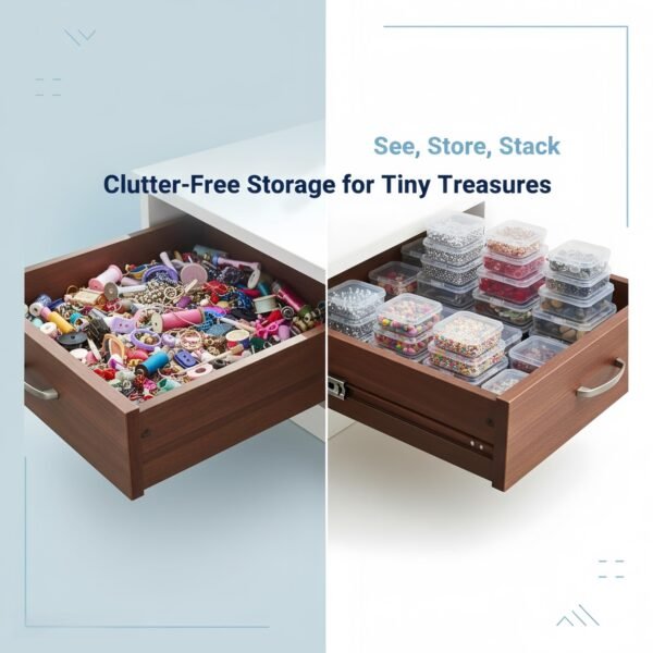 LJY 32 Pieces Mixed Sizes Square Empty Mini Clear Plastic Storage Containers Box Case with Lids for Small Items and Other Craft Projects