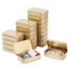 LJY 20-Piece Metal Hinge Tin Box Containers - For Gift Wrapping. Dental Floss Stick - Toothpick Holder and a Sliding-Cover Dental Floss Pick Storage Box (Golden, 20 Pcs 3.7"x2.4"x0.9")
