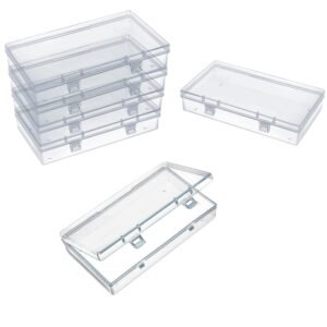 LJY 6-Pack Clear Plastic Storage Boxes with Lids, 6.1x3.4x1.2 inch Small Organizer Containers for Crafts,Jewelry,Beads,Office Supplies,Transparent Stackable Boxes for Home & Office Organization
