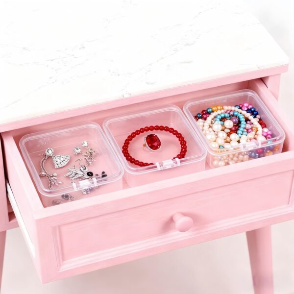 LJY 23 Pieces Square Mini Clear Plastic Storage Containers Box Case with Lids for Small Items and Other Craft Projects (2.9 x 2.9 x 1 inch, Transparent)