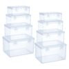 LJY 8-Piece Large Storage Container Set, Clear Plastic Organizer Boxes with Hinged Lids, 4 Assorted Sizes for Crafts, Hardware, Nail Art Accessories, and Beads, Stackable Nesting Bins