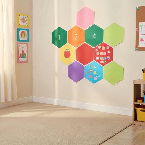 LJY 10 Pieces Hexagon Shaped Colorful Stickers Dry Erase Board Marker Removable Vinyl Dot Teachers Classroom Table Wall Decal