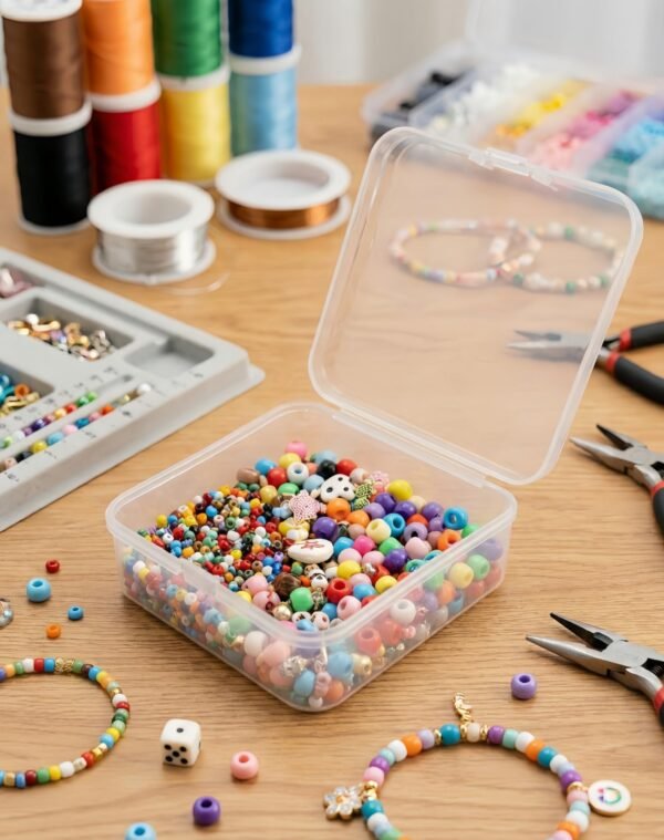 LJY 12-Pack Square Plastic Storage Boxes, 3.7x3.7x1.4in Clear Small Organizer Containers with Lids, Stackable Jewelry Bead Hardware Craft Office Supply Organizer Plastic Case