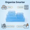 LJY 24-Piece Multi-Size Plastic Storage Containers with Lids, Small Craft Organizers for Beads, Diamond Art,Small Parts,Jewelry and Hardware, Stackable Hinged Box Set (Blue)