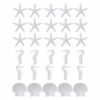 LJY 30 Pieces White Resin Pencil Finger Starfish Seahorse & Seashells Set with Drilled Holes for Wedding Home Decor and Craft Project