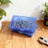 LJY 12 Pieces Rectangular Empty Mini Clear Plastic Organizer Storage Box Containers with Hinged Lids (5.3 x 3.1 x 1.2 inch, Blue)
