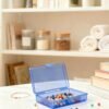 LJY 12 Pieces Rectangular Empty Mini Clear Plastic Organizer Storage Box Containers with Hinged Lids (5.3 x 3.1 x 1.2 inch, Blue)