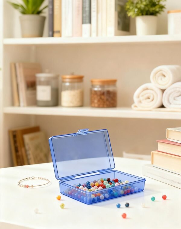 LJY 12 Pieces Rectangular Empty Mini Clear Plastic Organizer Storage Box Containers with Hinged Lids (5.3 x 3.1 x 1.2 inch, Blue)