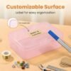LJY 28 Pieces Rectangular Empty Mini Clear Plastic Organizer Storage Box Containers with Hinged Lids (3.3 x 2.2 x 1 inch, Pink)
