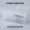 LJY 6 Pieces Rectangular Empty Mini Clear Plastic Organizer Storage Box Containers with Hinged Lids (7.3 x 3.5 x 1.8 inch, Transparent)