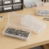 LJY 6 Pieces Rectangular Empty Mini Clear Plastic Organizer Storage Box Containers with Hinged Lids (7.3 x 3.5 x 1.8 inch, Transparent)