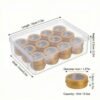 LJY 24-Pack 0.5oz Aluminum Tins with Screw Lids in Clear Storage Case, 15ml Round Empty Metal Containers for Lip Balm,Salves,Spices,Crafts, Small Cosmetic Sample Jars,Mini Candle Tins (Gold Clear Lid)