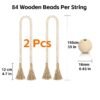 LJY Wood Bead Garland with Jute Tassels, 59” for Home Curtain Wall Hanging Rustic Country, Natural Cute Farmhouse Bead Boho Garland Christmas Wreath(4, 2 Long and 2 Short) (4, 2 Sizes)
