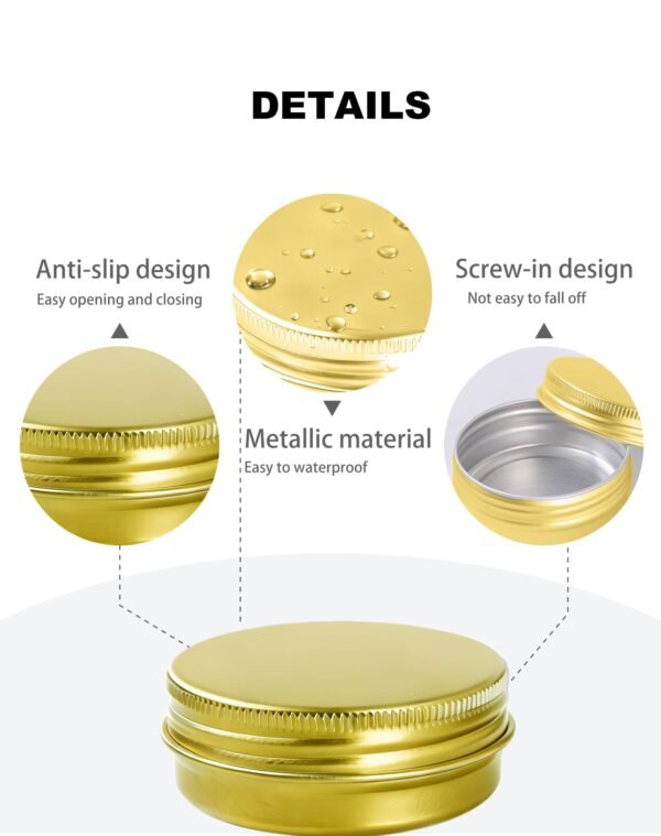 LJY Vintage Gold 1 oz Aluminum Tins - 28 Pack Classic Empty Metal Containers with Screw Lids for Luxury Gift Boxes, Wax Melts, Cosmetics & Premium Storage,Refillable
