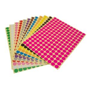 LJY 10mm Round Dot Stickers Color Coding Labels, 12 Different Assorted Colors Dot Labels, 12 Sheets (12 Color/1980 Pcs, 0.4"/10mm)