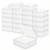 LJY 16 Pieces Square Mini Clear Plastic Storage Containers Box Case with Lids for Small Items and Other Craft Projects (3.3 x 3.3 x 1.1 inch, Transparent)